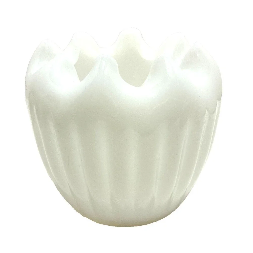 VINTAGE FENTON Milk Glass Rose Bowl/Vase With Ribbed Sides 1967-1976